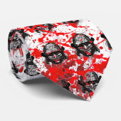 クールな血の(ばちゃばちゃ)跳ねるの武士の鬼のマスクの舵輪の入れ墨 ネクタイ (ロール)