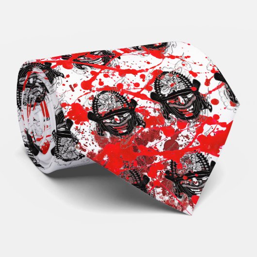クールな血の(ばちゃばちゃ)跳ねるの武士の鬼のマスクの舵輪の入れ墨 ネクタイ (ロール)