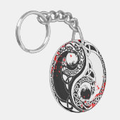 クールな血の(ばちゃばちゃ)跳ねるの陰陽のドラゴンの入れ墨の芸術 キーホルダー (正面左)