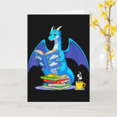 クールな読書 本のドラゴン 本好き 本虫 メンズ カード (黄色い花)