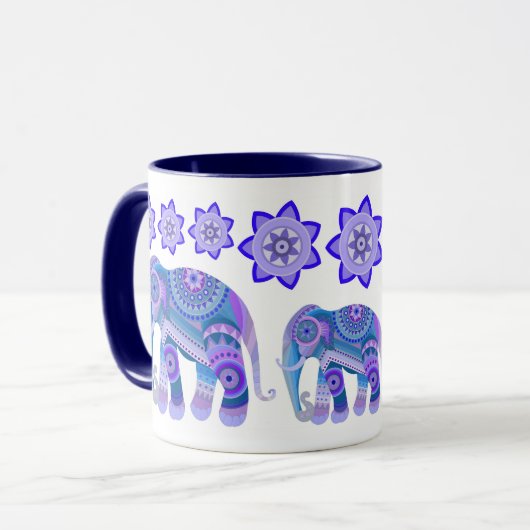 クールな象と花のマグカップ マグカップ (正面左)