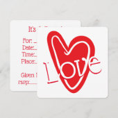 クールな赤いハートにLOVE 招待状 (正面/裏面)