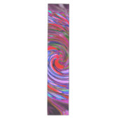 クールな赤、青、ピンクのアブストラクトフラワースワール ミディアムテーブルランナー (正面)