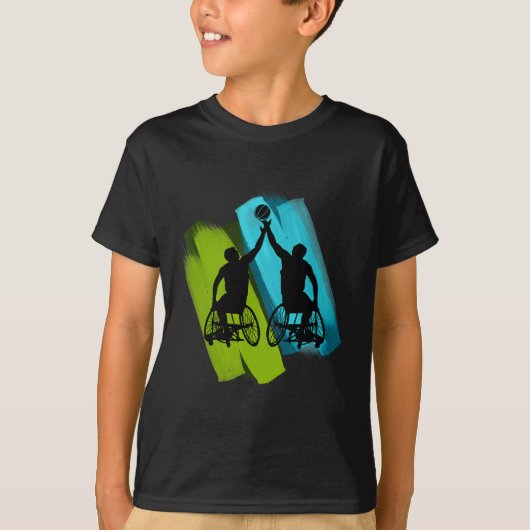 クールな車椅子のスケッチゲーム Tシャツ (正面)