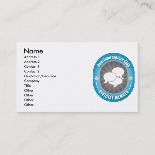 クールな通訳クラブ 名刺 (正面)
