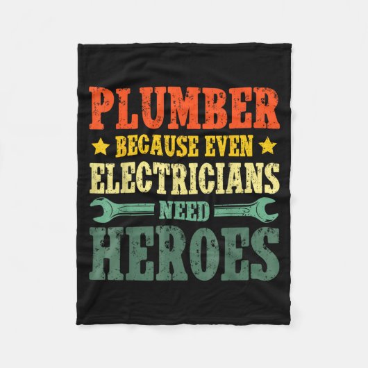 クールな配管工のコスチューム 男性 女性 配管工具付き フリースブランケット (正面)