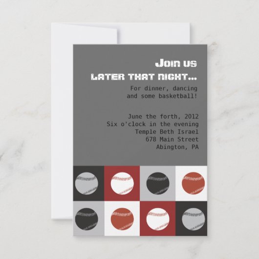 クールな野球のバーのバルミツワーのパーティーカード 招待状 (正面)
