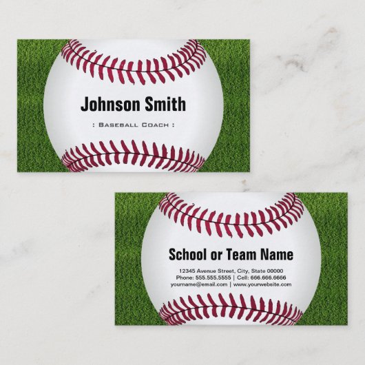 クールな野球 ソフトボール コーチ プレーヤー トレーナー スタッフ 名刺 (正面/裏面)