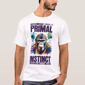 クールな野生のチンパンジーアート作品 上品なユニークデザイン Tシャツ