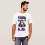 クールな野生のチンパンジーアート作品 上品なユニークデザイン Tシャツ (正面フル)