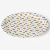 クールな金ゴールドのブラウンの矢のグリッターの写真のプリント ペーパープレート (アングル)