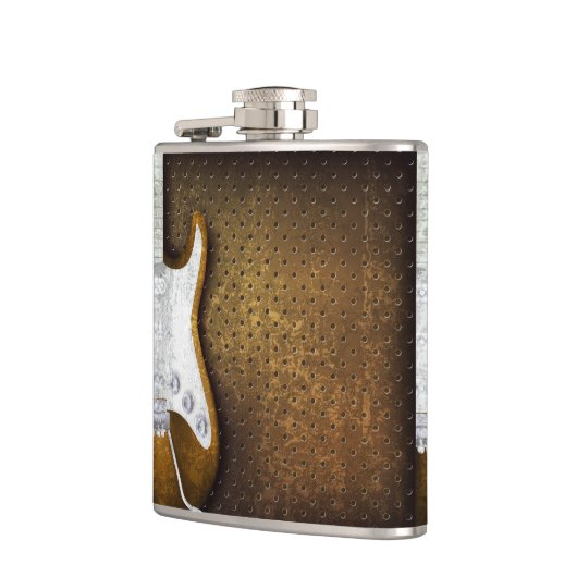 クールな金属のグランジなエレキギターのアルコール飲料のスキットル フラスク (左)