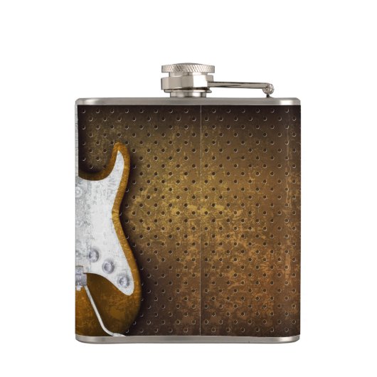 クールな金属のグランジなエレキギターのアルコール飲料のスキットル フラスク (裏面)