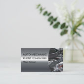 クールな金属一見の自動車整備士 名刺 (スタンド正面)