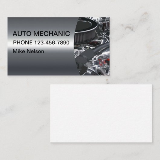 クールな金属一見の自動車整備士 名刺 (正面/裏面)