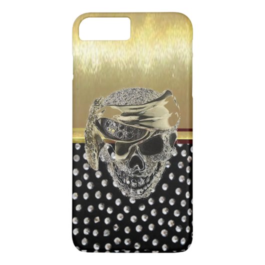 クールな金属金ゴールドのスカルのデザインの場合 Case-Mate iPhoneケース (裏面)