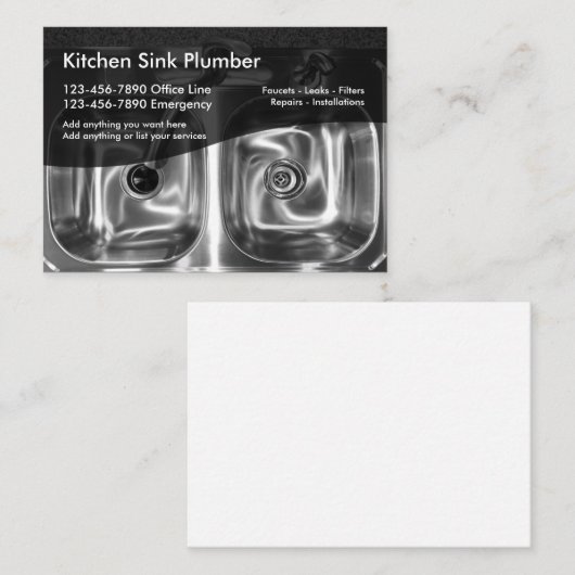 クールな鉛管工の名刺のテンプレート 名刺 (正面/裏面)