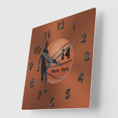 クールな銅によって着色されるパーソナライズなバスケットボールの時計 スクエア壁時計 (傾斜)