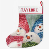 クールな雪だるま家族 ラージクリスマスストッキング (裏面)