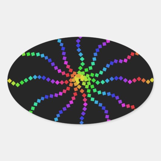 クールな電気虹のカラフルなポップアートのステッカー 楕円形シール (正面)