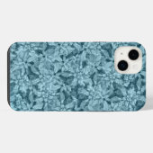 クールな霜の葉っぱ ターコイズ iPhoneケース (裏面横)