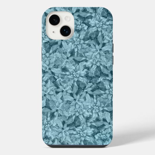 クールな霜の葉っぱ ターコイズ iPhoneケース (裏面)