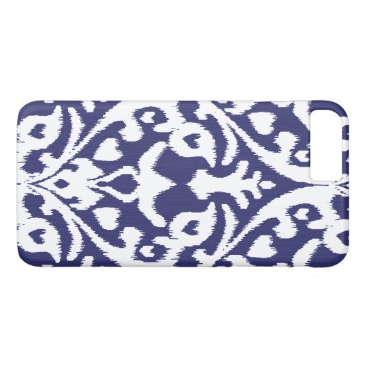 クールな青および白いイカット種族パターン Case-Mate iPhoneケース (裏面(横))