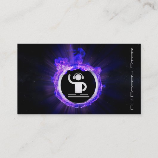 クールな青炎DJおよび生産者の名刺 名刺 (正面)