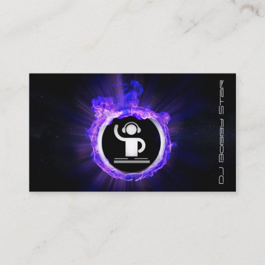 クールな青炎DJおよび生産者の名刺 名刺 (正面)
