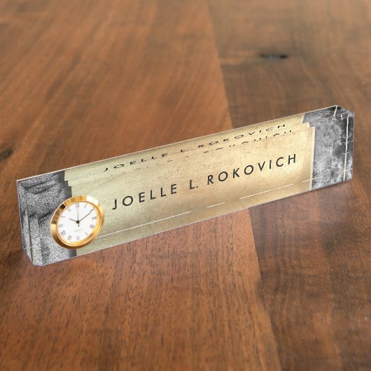 クールな青銅の飾り板灰色の具体的で一般的なビジネス デスクネームプレート (側面)