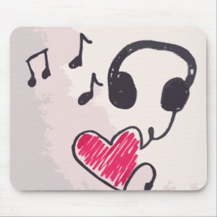 クールな音楽は愛落書きのマウスパッドです マウスパッド