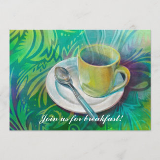 クールな類似した背景に対するコップそしてスプーン 招待状