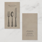 クールな食事用器具類のヴィンテージのフォークのスプーンのナイフのプロフェッショナル 名刺 (正面/裏面)
