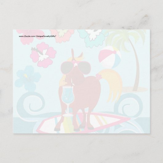クールな馬のサーファーの男の夏のおもしろいのビーチのパーティー インビテーションポストカード (裏面)