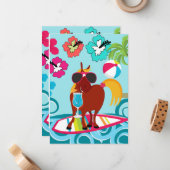 クールな馬のサーファーの男の夏のおもしろいのビーチのパーティー ノートカード (正面/裏面インサイチュ)