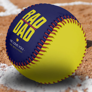 クールな黄色とネイビーのRAD DADギフト 野球ボール