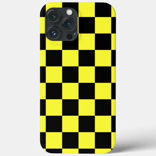 クールな黄色と黒の市松模様 Case-Mate iPhoneケース (裏面)