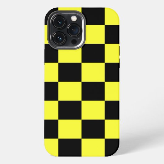 クールな黄色と黒の市松模様 iPhoneケース (裏面)