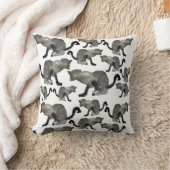 クールな黒の水彩ねこちゃん クッション (ブランケット)