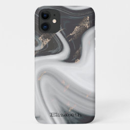 クールな黒白の大理石 石のテクスチャー iPhone 11 ケース