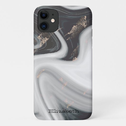 クールな黒白の大理石 石のテクスチャー Case-Mate iPhoneケース (裏面)