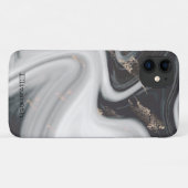 クールな黒白の大理石 石のテクスチャー Case-Mate iPhoneケース (裏面(横))