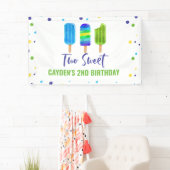 クールな２歳の誕生日 アイスバー ブルー グリーン 横断幕 (インサイチュ)
