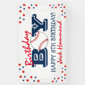 クールな"バースデーボーイ"野球スポーツお誕生日おめでとう 横断幕 (縦)