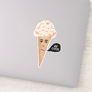"クールな"ピンクのアイスクリームコーンのおもしろいなイラストレーシ シール