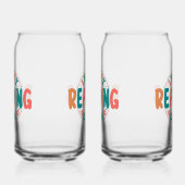 クールな「私の読書時代」ウェーブフォント グラフィック ガラス缶 (左)