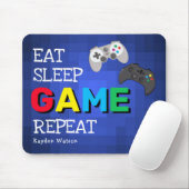 クールな「Eat, Sleep, Game, Repeat」男子デザイン マウスパッド (マウス)