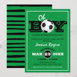 クールな「Oh Boy」フットボール サッカー スポーツ ベビーシャワー 招待状