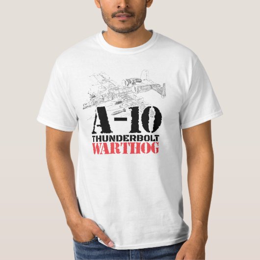 クールなA-10落雷のWarthogの航空機の設計図 Tシャツ (正面)