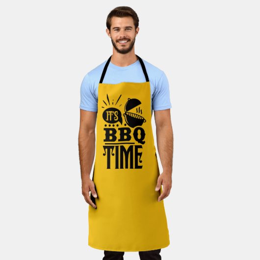 クールなBBQの時間のワードアート エプロン (着用した状態)